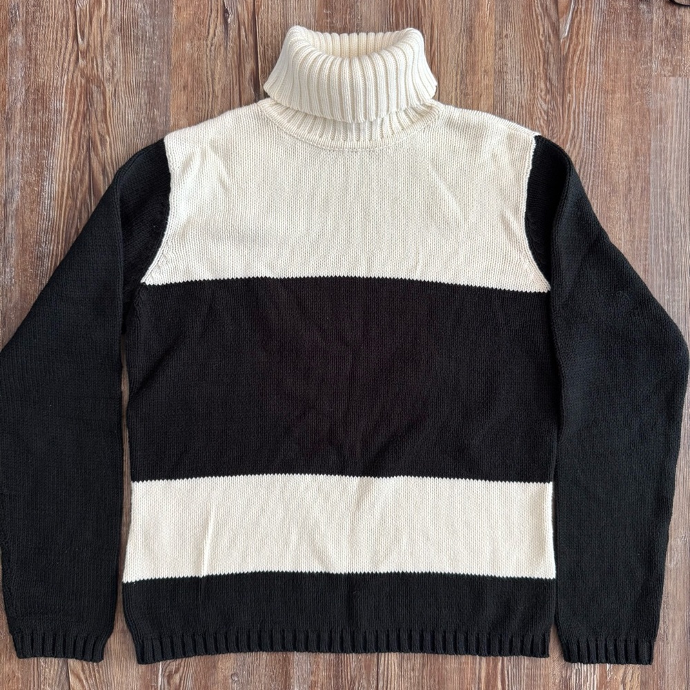 Talbots Cream Ribbed Turtleneck Sweater
